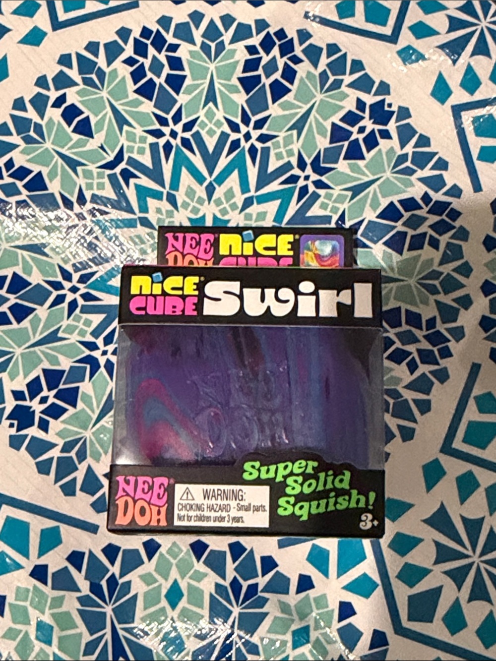 AUTHENTIC Swirl Nice Cube Super Solid Squish NeeDoh - Purple Blue Teal